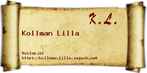 Kollman Lilla névjegykártya